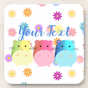 Dreifach Niedliche Kawaii Hamsters Custom Getränkeuntersetzer