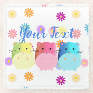 Dreifach Niedliche Kawaii Hamsters Custom Glasuntersetzer