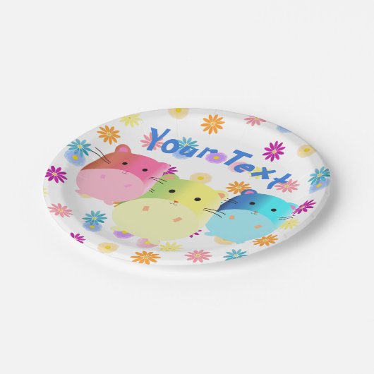 Dreifach Niedliche Kawaii Hamsters Custom Pappteller (Schrägansicht)