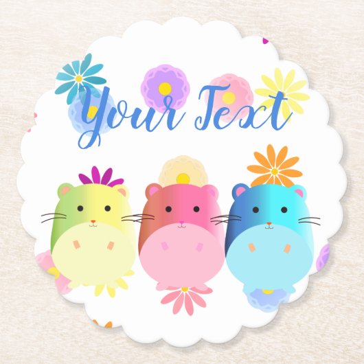 Dreifach Niedliche Kawaii Hamsters Custom Untersetzer (Vorderseite)