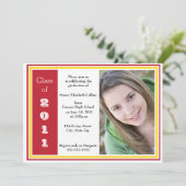 Dreifach-Rahmen-Abschluss (rot und gold) Einladung (Stehend Vorderseite)