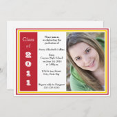 Dreifach-Rahmen-Abschluss (rot und gold) Einladung (Vorne/Hinten)