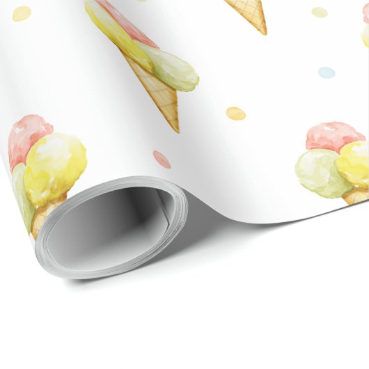 Dreifach Scoop Ice Creme Cone Wrapping Paper Geschenkpapier (Rolleneckpunkt)