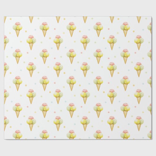 Dreifach Scoop Ice Creme Cone Wrapping Paper Geschenkpapier (Flach)