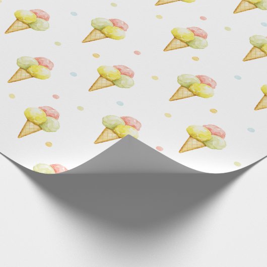 Dreifach Scoop Ice Creme Cone Wrapping Paper Geschenkpapier (Ecke)