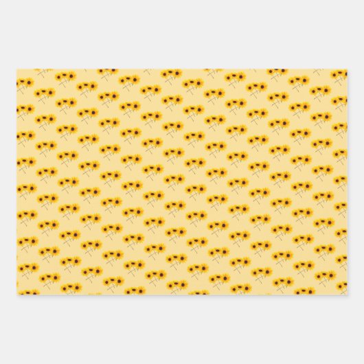 Dreifach-Sonnenblumenmuster über weißes Gelborn Geschenkpapier Set (Vorderseite 3)