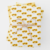 Dreifach-Sonnenblumenmuster über weißes Gelborn Geschenkpapier Set (Beispiel)
