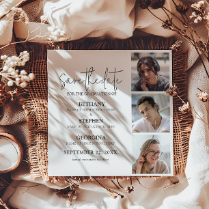 Dreifache Feier 3 Foto-Abschluss Save The Date