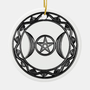 Dreifache Göttin mit Pentagram Keramikornament