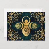 Dreifache Göttin mit triskele - Gold und Grün Postkarte (Vorne/Hinten)