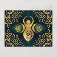 Dreifache Göttin mit triskele - Gold und Grün