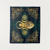 Dreifache Göttin mit triskele - Gold und grünes Ba Wandteppich (Vorderseite)