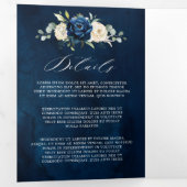 Dreifache Hochzeit von Navy White Ivory Geometric Dreifach-gefaltete Programmkarte (Innen Erste Seite)