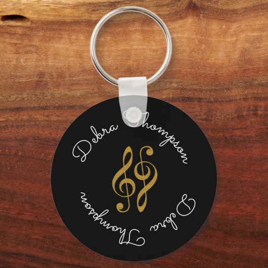 dreifache Kleckse mit Musiker voller Name personal Schlüsselanhänger (Rückseite)