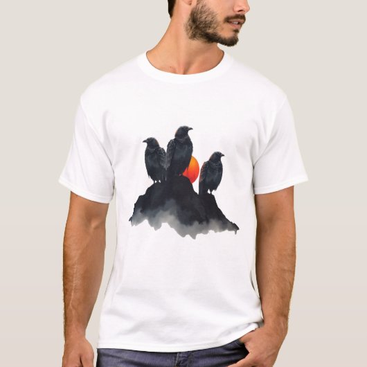 Dreifache Krähen T-Shirt (Vorderseite)