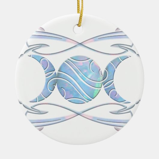 Dreifache Mond-Opal-Göttin Keramikornament (Vorne)