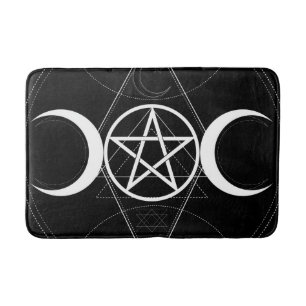 Dreifache Mondgöttin Pentagramm Schwarz & Weiß Wic Badematte