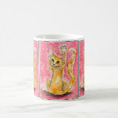 Dreifache orange Katze auf rosa Polkapunkt Tasse (Mittel)