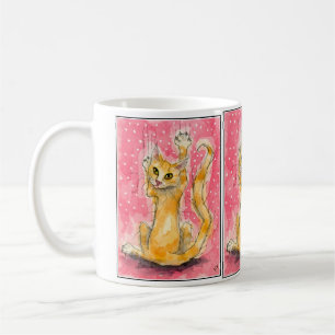 Dreifache orange Katze auf rosa Polkapunkt Tasse