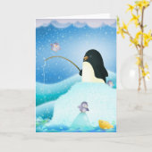 Dreifache Problem-Pinguine - Grußkarte Karte (Gelbe Blume)