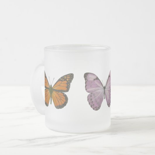 Dreifache Schmetterlings-Tasse Mattglastasse (Vorderseite Links)