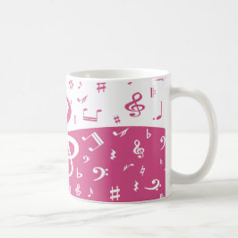 Dreifacher Clef-Wellen-Musiknoten im Rosa und im Kaffeetasse