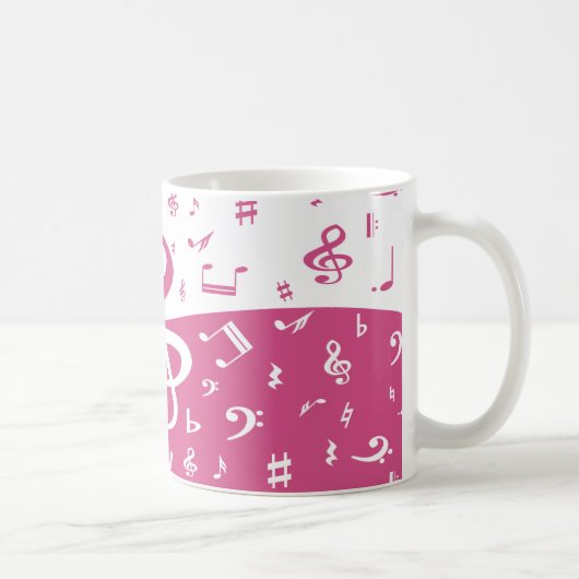Dreifacher Clef-Wellen-Musiknoten im Rosa und im Kaffeetasse (Rechts)