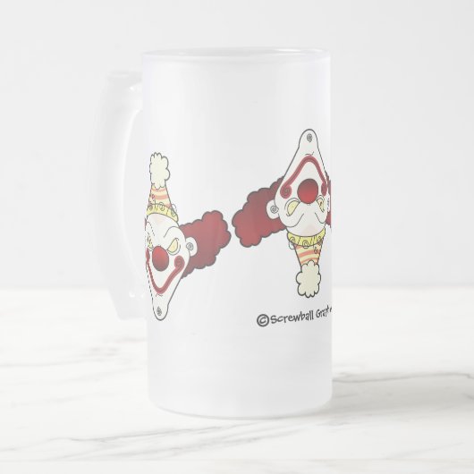 Dreifacher Clown-mattierte Bier-Tasse Mattglas Bierglas (Vorderseite Links)