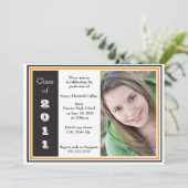 Dreifacher Feld-Abschluss (Schwarzes und Orange) Einladung (Stehend Vorderseite)