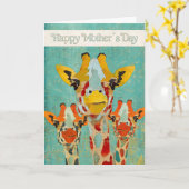 Dreifacher Giraffen Muttertagskarte Karte (Gelbe Blume)