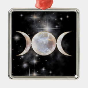 Dreifacher Mond-Mondstein Silbernes Ornament