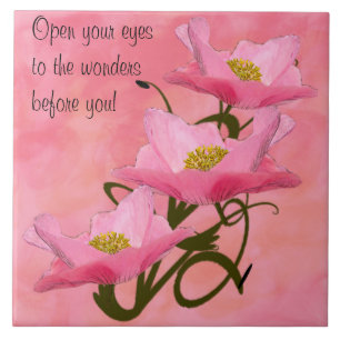 Dreifacher Stapel-hübsche rosa Mohnblumen-Fliese Fliese