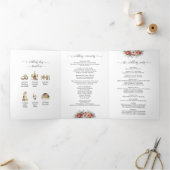 dreifaches Hochzeitsprogramm und Wasserfarbenzeits Dreifach Gefaltete Karte (Innenseite)