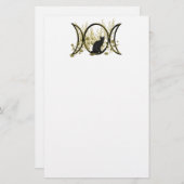 Dreifaches Mond-Symbol - schwarze Katze Briefpapier (Vorne/Hinten)
