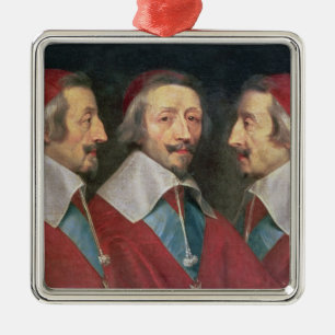 Dreifaches Porträt des Kopfes von Richelieu, 1642 Silbernes Ornament