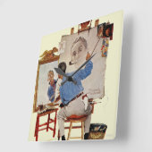 Dreifaches Selbstporträt Quadratische Wanduhr (Winkel)