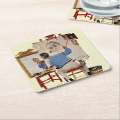 Dreifaches Selbstporträt Rechteckiger Pappuntersetzer (angewinkelt)