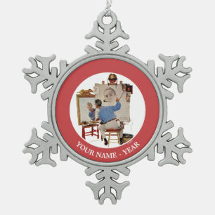 Dreifaches Selbstporträt Schneeflocken Zinn-Ornament