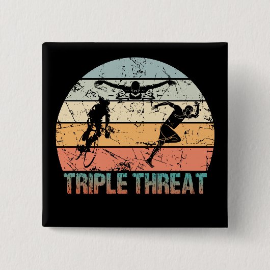 Dreifachgefahr - Triathlon Athlete Button (Vorderseite)