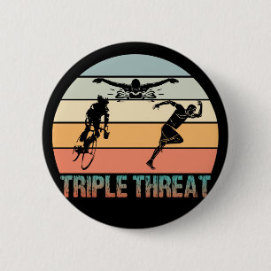 Dreifachgefahr - Triathlon Sunset Button