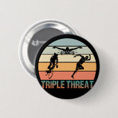 Dreifachgefahr - Triathlon Sunset Button (Vorne & Hinten)