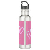 Dreifachherz Pink individuell anpassen Edelstahlflasche (Rückseite)