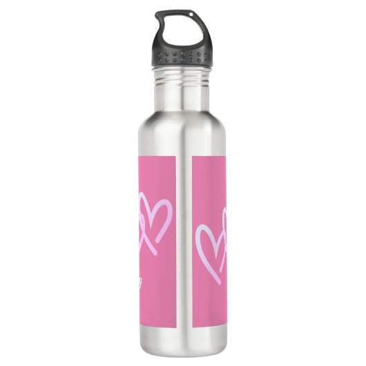 Dreifachherz Pink individuell anpassen Edelstahlflasche (Rückseite)