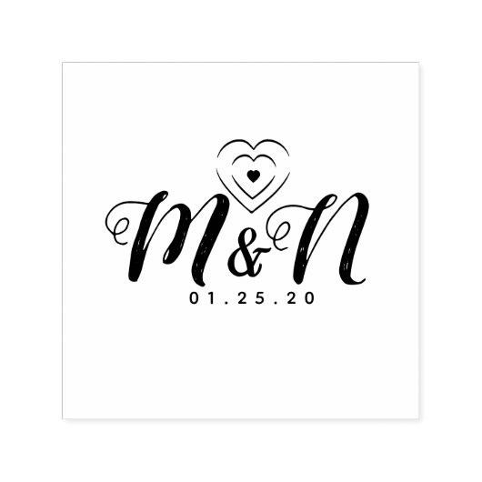 Dreifachherz - rustikale Buchstaben Permastempel (Design)