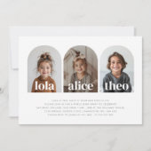 Dreifachname Joint Landscape Foto Geburtstag Einladung (Vorderseite)