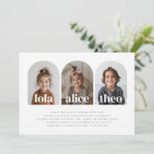 Dreifachname Joint Landscape Foto Geburtstag Einladung (Stehend Vorderseite)