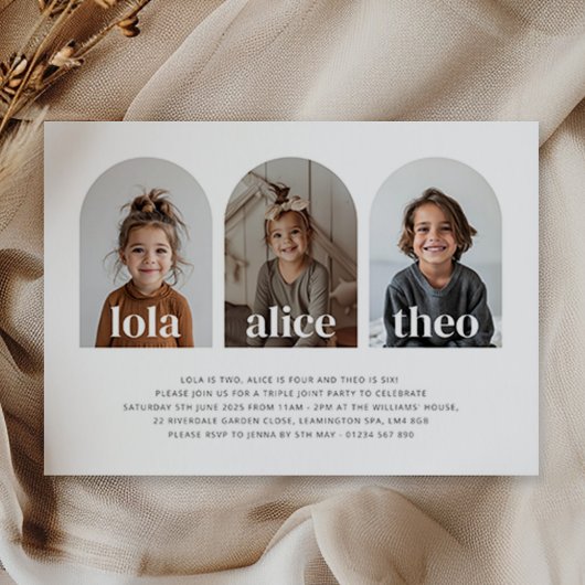 Dreifachname Joint Landscape Foto Geburtstag Einladung