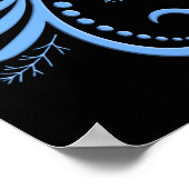Dreifachschwarzer Tag der Toten Schädel Blaue Rose Poster (Ecke)
