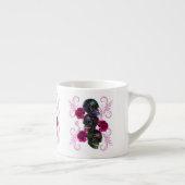 Dreifachschwarzer Tag der Toten Schädel Rosenstein Espressotasse (Rechts)
