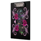 Dreifachschwarzer Tag der Toten Schädel Rosenstein Klemmbrett (Links)